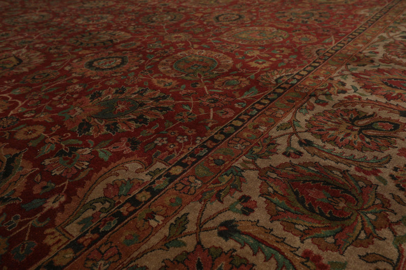 9' x 12'1" Hand Knotted 100% Wool 250 KPSI Saroukk Oriental Area Rug Rust
