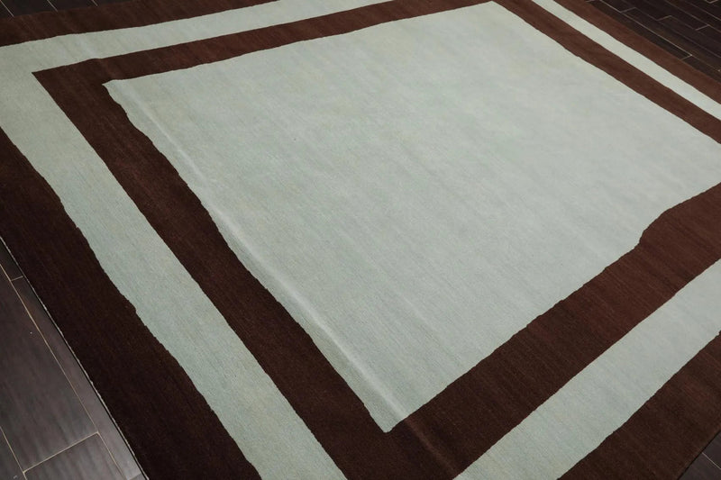 8' x 10' Hand Knotted Tibetan Wool Geometric Modern Oriental Area Rug Aqua