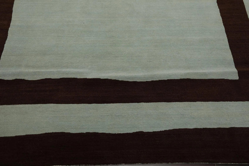 8' x 10' Hand Knotted Tibetan Wool Geometric Modern Oriental Area Rug Aqua