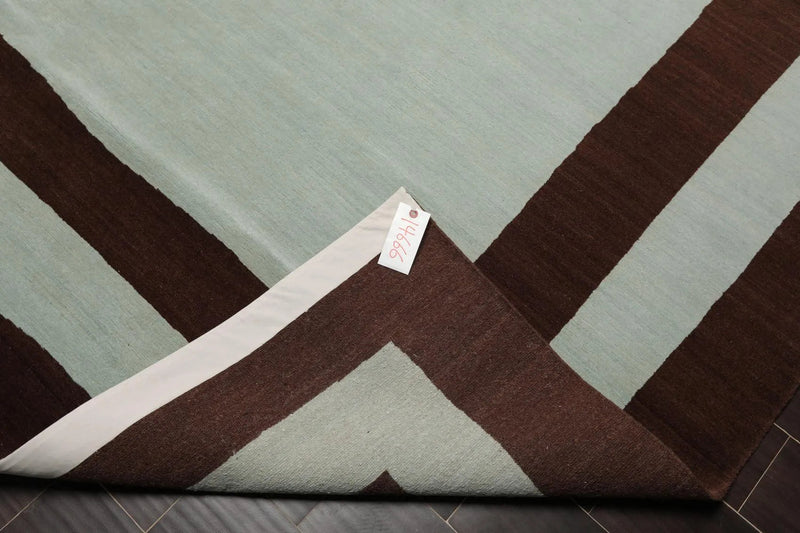 8' x 10' Hand Knotted Tibetan Wool Geometric Modern Oriental Area Rug Aqua