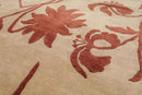 6'8'' x 8'8'' Hand Knotted Tibetan 100% Wool Botanical Oriental Area Rug Beige