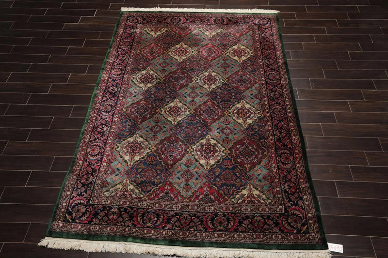 6'5'' x 9'6'' Hand Knotted Wool Multi Panel Traditional Oriental Area Rug Plum