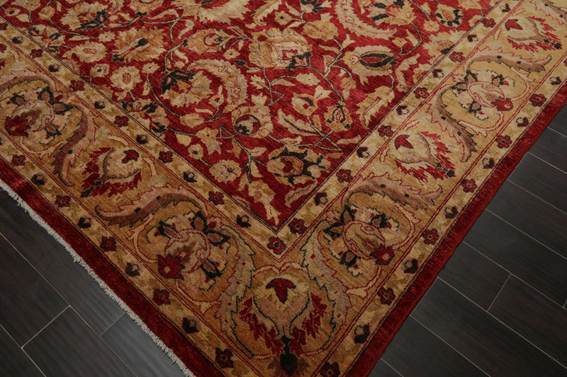 8'11" x 11'8" Hand Knotted Stone Wash Peshawar Vegetable Dyes Oriental Area Rug Rusty Red