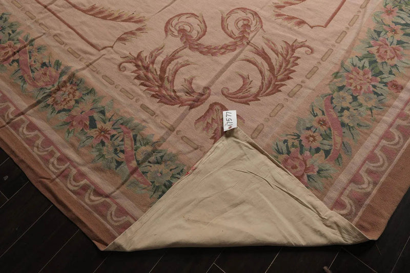 16'3''x18'6'' Hand Knotted Needlepoint 100% Wool French Aubusson Traditional Oriental Area Rug Blush, Peach Color