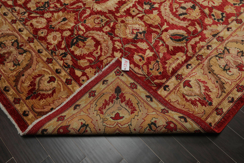 8'11" x 11'8" Hand Knotted Stone Wash Peshawar Vegetable Dyes Oriental Area Rug Rusty Red