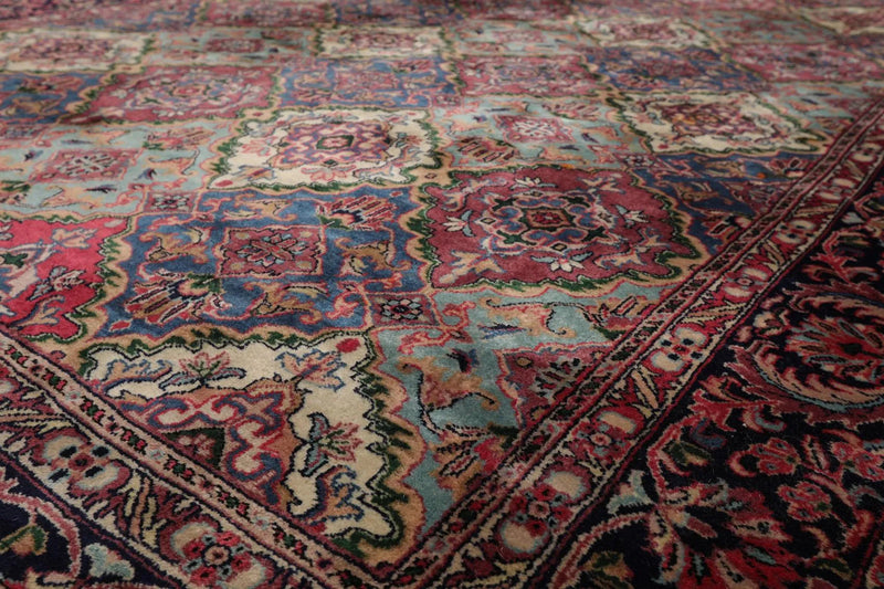 6'5'' x 9'6'' Hand Knotted Wool Multi Panel Traditional Oriental Area Rug Plum