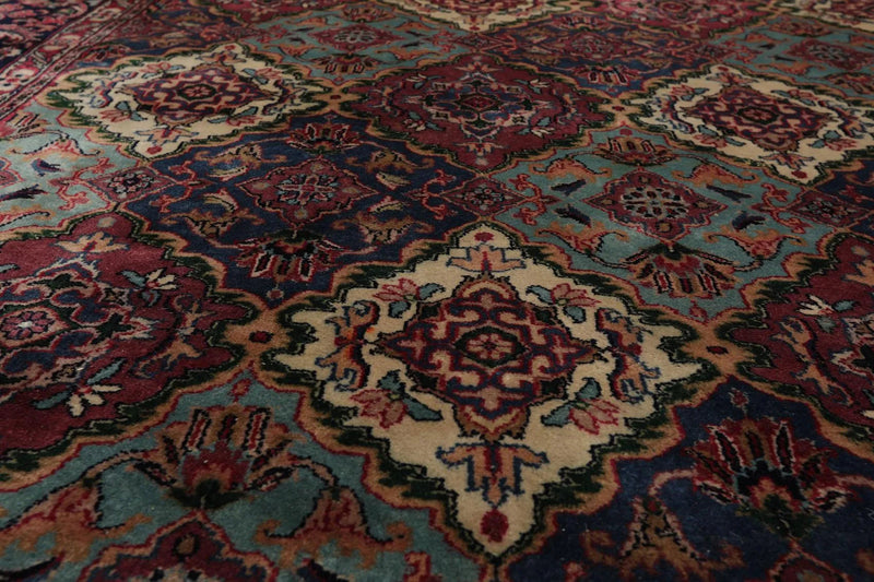 6'5'' x 9'6'' Hand Knotted Wool Multi Panel Traditional Oriental Area Rug Plum