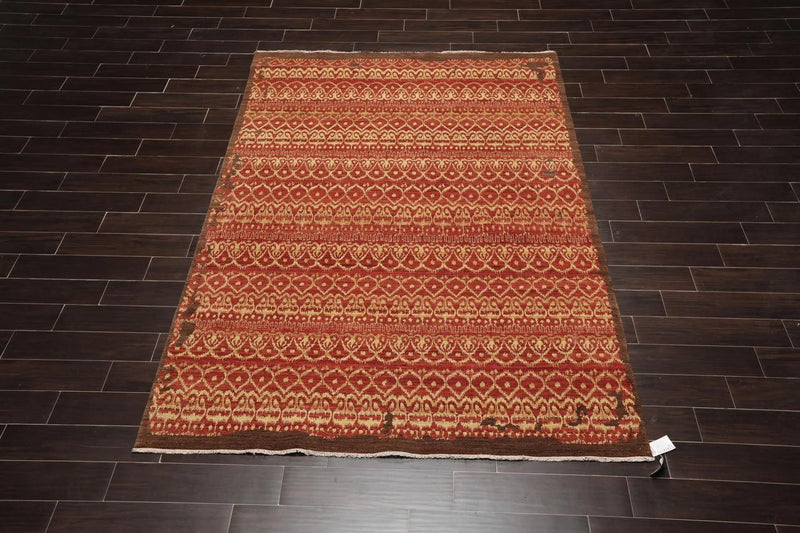 6'1'' x 9' Hand Knotted Wool Peshawar Traditional Oriental Area Rug Terracotta