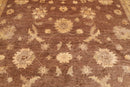 8’9" x 12’2"Hand Knotted Peshawar Stone Wash Silky Sheen Oriental Area Rug Brown