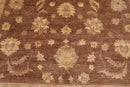 8’9" x 12’2"Hand Knotted Peshawar Stone Wash Silky Sheen Oriental Area Rug Brown