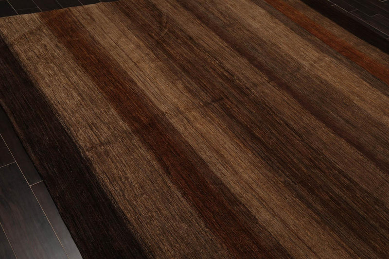 7'10" x 9'10" Hand Knotted Wool Gabbeh Ombre Modern Oriental Area Rug Brown
