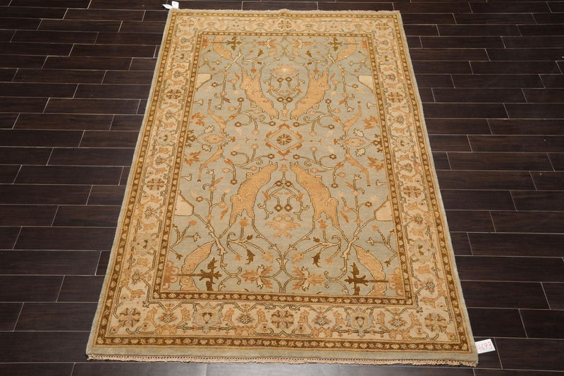 5'11" x 9'1'' Hand Knotted 100% Wool Oushak Oriental Area Rug Aqua