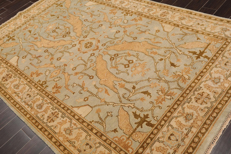 5'11" x 9'1'' Hand Knotted 100% Wool Oushak Oriental Area Rug Aqua
