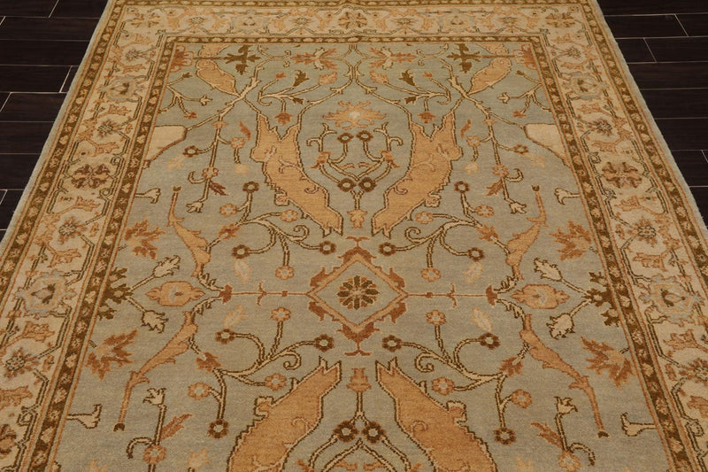 5'11" x 9'1'' Hand Knotted 100% Wool Oushak Oriental Area Rug Aqua