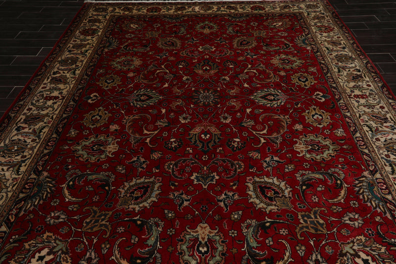 8'9" x 11'9" Hand Knotted 100% Wool Authentic Tabrizz Oriental Area Rug Red