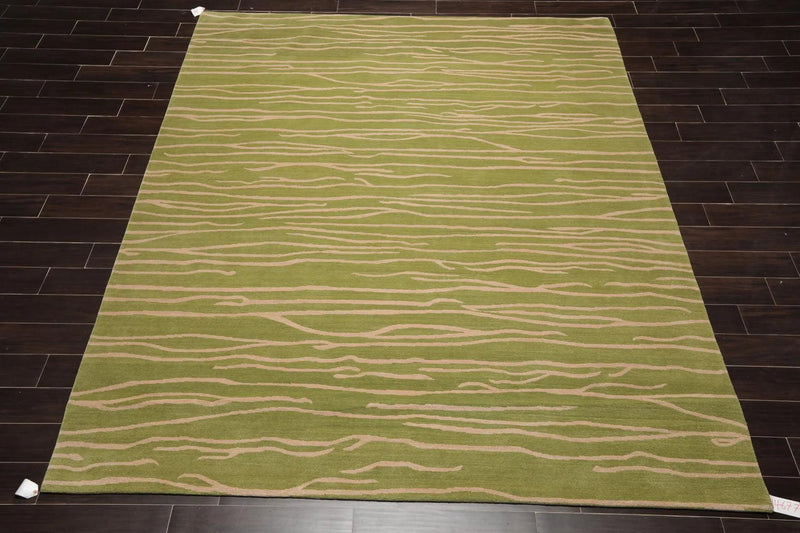 8'x10' Hand Knotted Tibetan Wool Designer Boho Modern Oriental Area Rug Lime