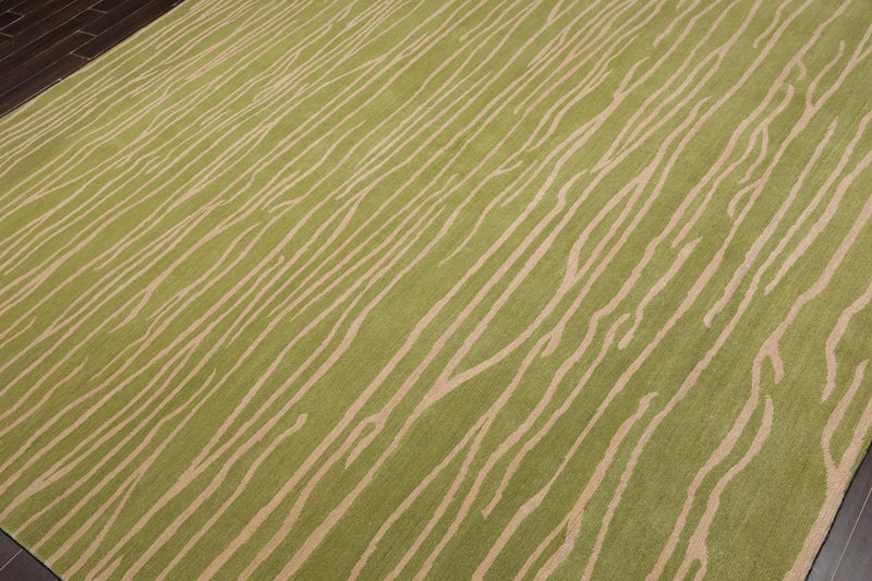 8'x10' Hand Knotted Tibetan Wool Designer Boho Modern Oriental Area Rug Lime