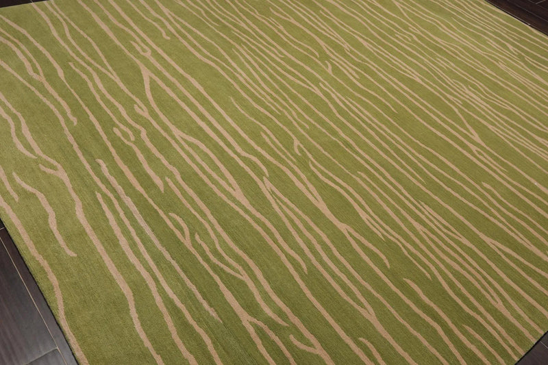 8'x10' Hand Knotted Tibetan Wool Designer Boho Modern Oriental Area Rug Lime