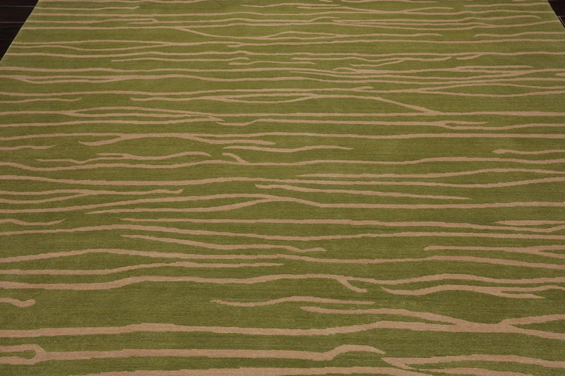 8'x10' Hand Knotted Tibetan Wool Designer Boho Modern Oriental Area Rug Lime