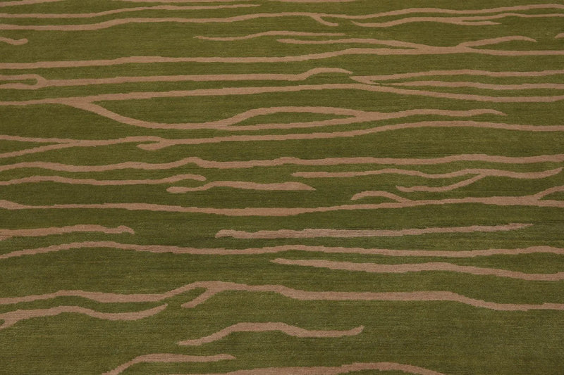 8'x10' Hand Knotted Tibetan Wool Designer Boho Modern Oriental Area Rug Lime