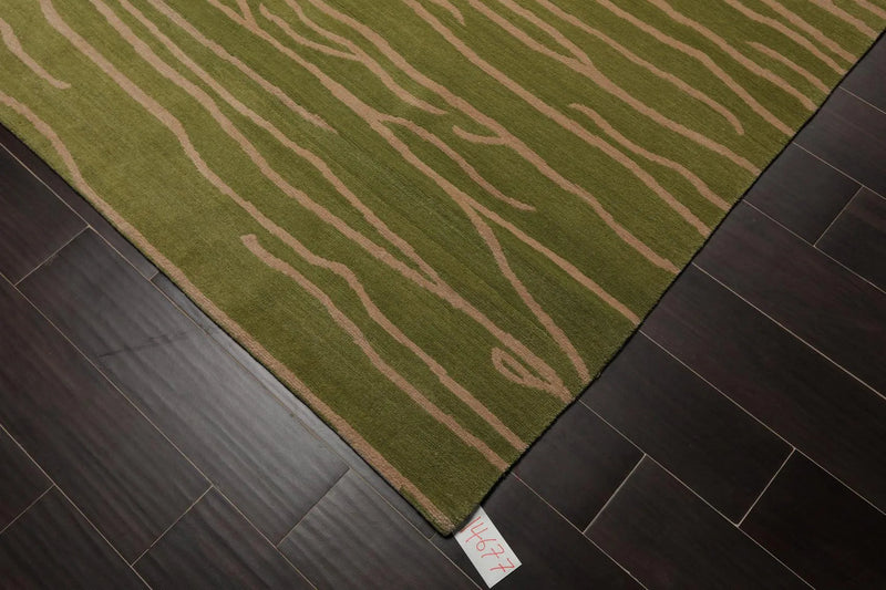 8'x10' Hand Knotted Tibetan Wool Designer Boho Modern Oriental Area Rug Lime