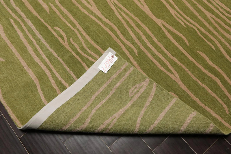 8'x10' Hand Knotted Tibetan Wool Designer Boho Modern Oriental Area Rug Lime