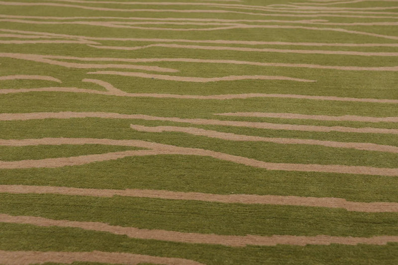 8'x10' Hand Knotted Tibetan Wool Designer Boho Modern Oriental Area Rug Lime