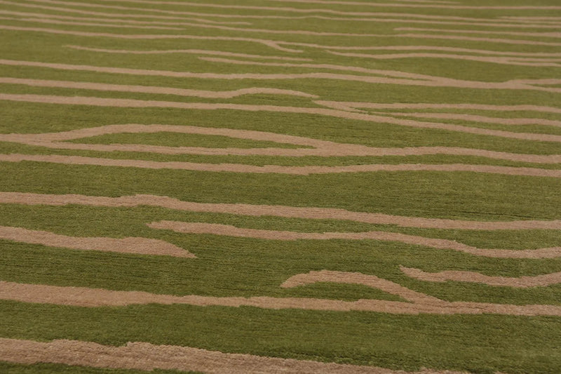 8'x10' Hand Knotted Tibetan Wool Designer Boho Modern Oriental Area Rug Lime