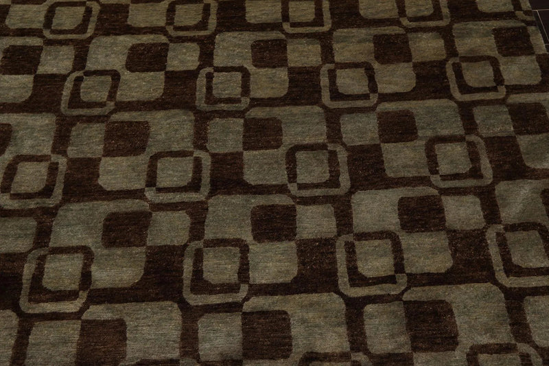 5'10'' x 8'10'' Hand Knotted Tibetan Wool Graphic Oriental Area Rug Aqua