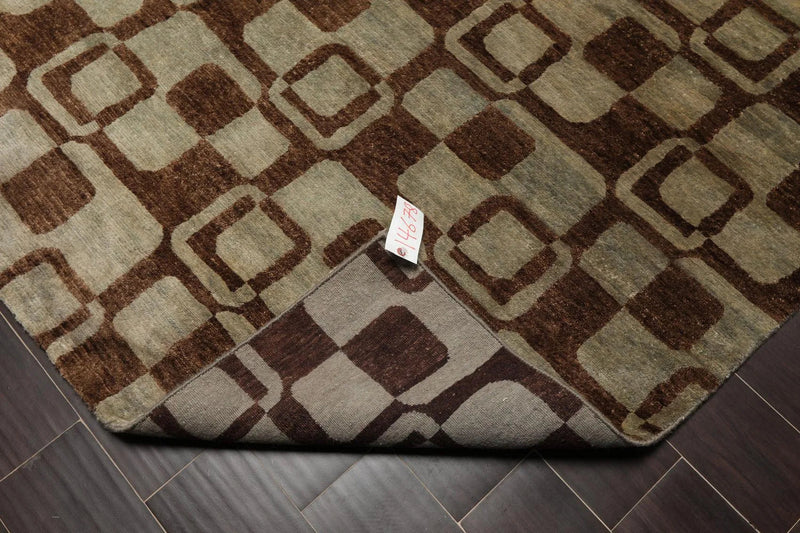 5'10'' x 8'10'' Hand Knotted Tibetan Wool Graphic Oriental Area Rug Aqua