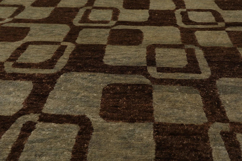 5'10'' x 8'10'' Hand Knotted Tibetan Wool Graphic Oriental Area Rug Aqua