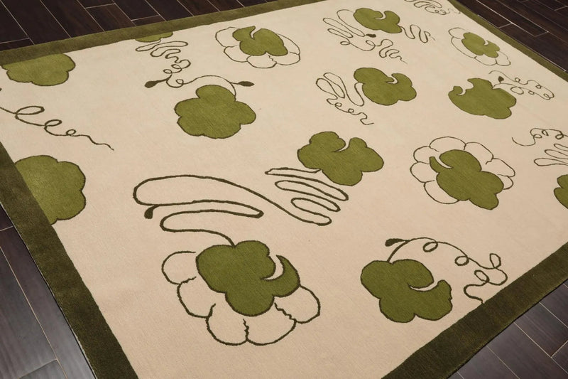 6'x 9' Hand Knotted Tibetan Wool Hip Designer Modern Oriental Area Rug Beige