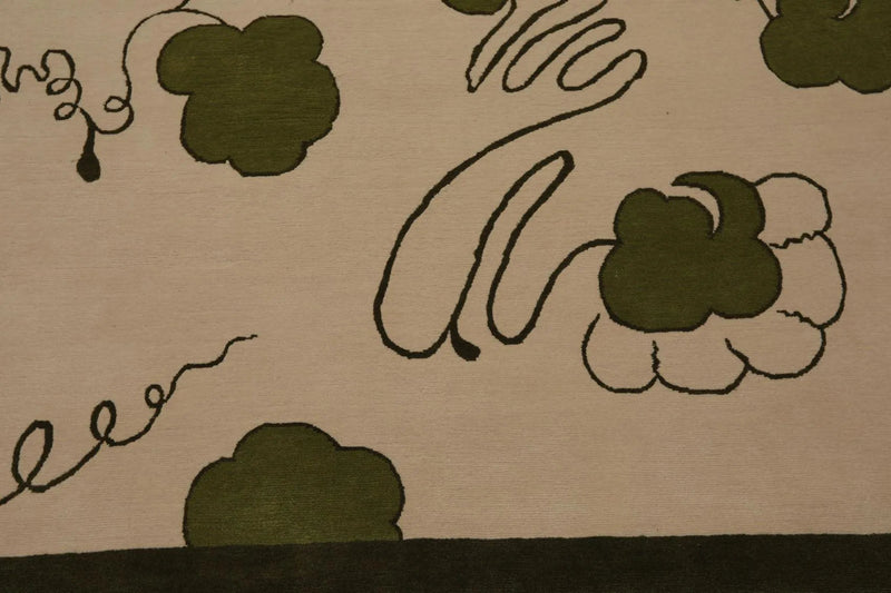 6'x 9' Hand Knotted Tibetan Wool Hip Designer Modern Oriental Area Rug Beige