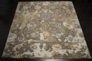15'8''x15'9'' Hand Knotted Tibetan 100% Wool Oushak Transitional Oriental Area Rug Grayish Brown,Tan Color