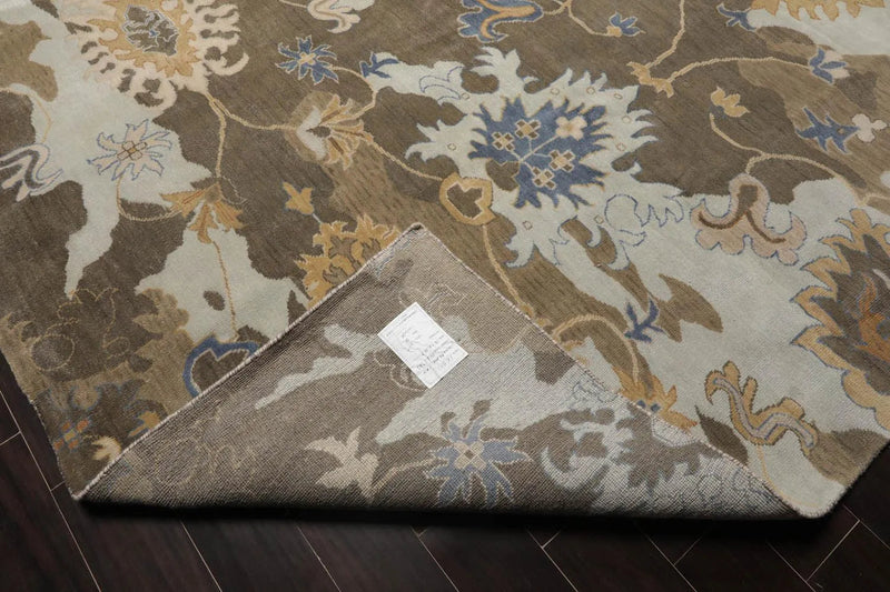 15'8''x15'9'' Hand Knotted Tibetan 100% Wool Oushak Transitional Oriental Area Rug Grayish Brown,Tan Color