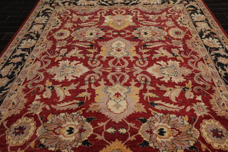 8'6" x 11'7" Hand Knotted Peshawar Stone wash Vegetable dyes 100% Wool Area Rug Rusty Red