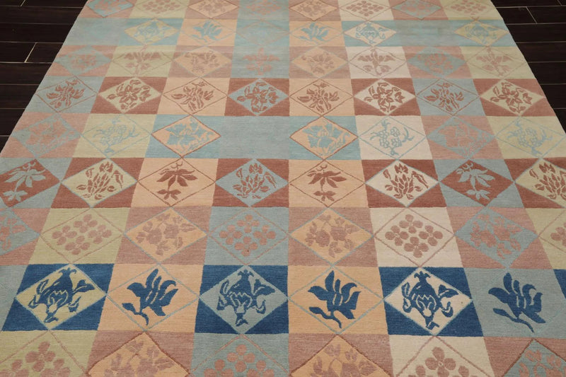 6' x 9' Hand Knotted Tibetan 100% Wool Patterned Modern Oriental Area Rug Blue