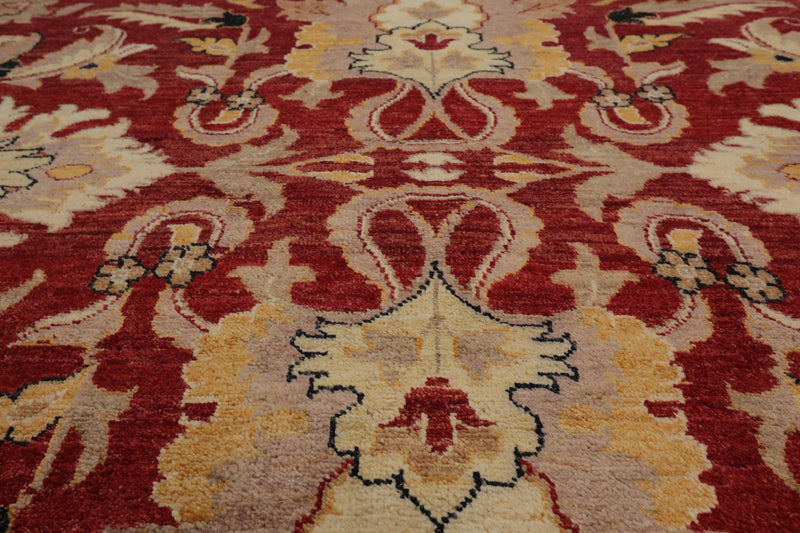 8'6" x 11'7" Hand Knotted Peshawar Stone wash Vegetable dyes 100% Wool Area Rug Rusty Red