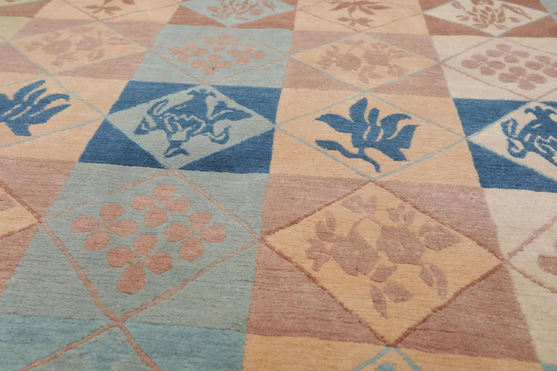 6' x 9' Hand Knotted Tibetan 100% Wool Patterned Modern Oriental Area Rug Blue