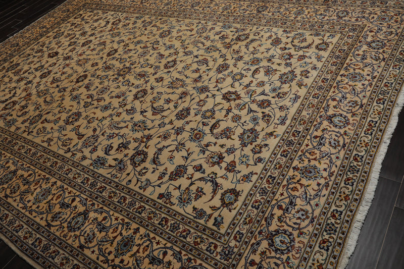 9'1" x 12'3" Hand Knotted 100% Wool Authentic Kashann Oriental Area Rug Beige