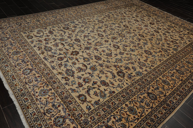 9'1" x 12'3" Hand Knotted 100% Wool Authentic Kashann Oriental Area Rug Beige