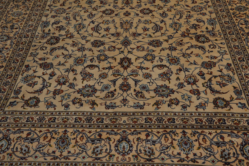 9'1" x 12'3" Hand Knotted 100% Wool Authentic Kashann Oriental Area Rug Beige