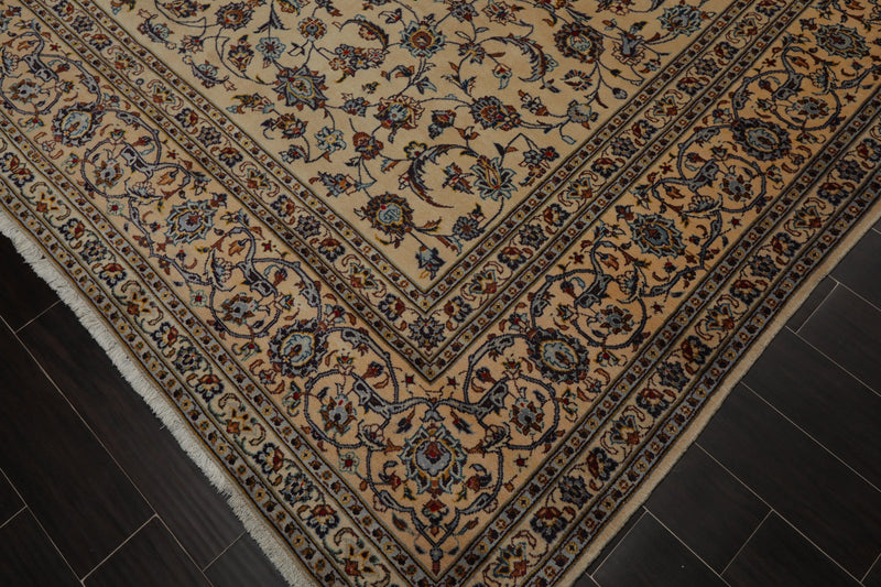 9'1" x 12'3" Hand Knotted 100% Wool Authentic Kashann Oriental Area Rug Beige