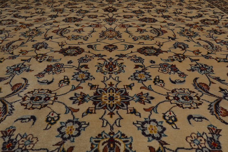 9'1" x 12'3" Hand Knotted 100% Wool Authentic Kashann Oriental Area Rug Beige