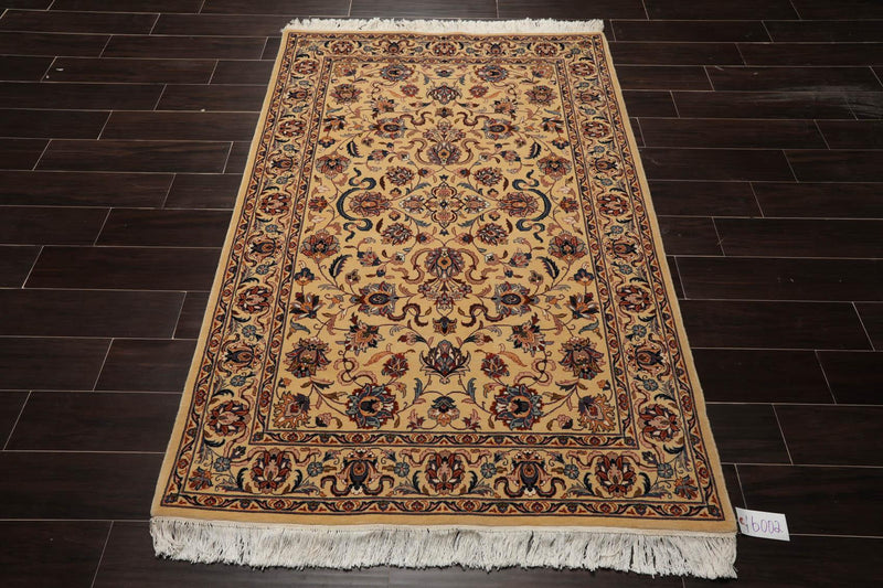 4'2" x 5'11" Hand Knotted 100% Wool 16/18 Pak Persian 300 KPSI Area Rug Tan