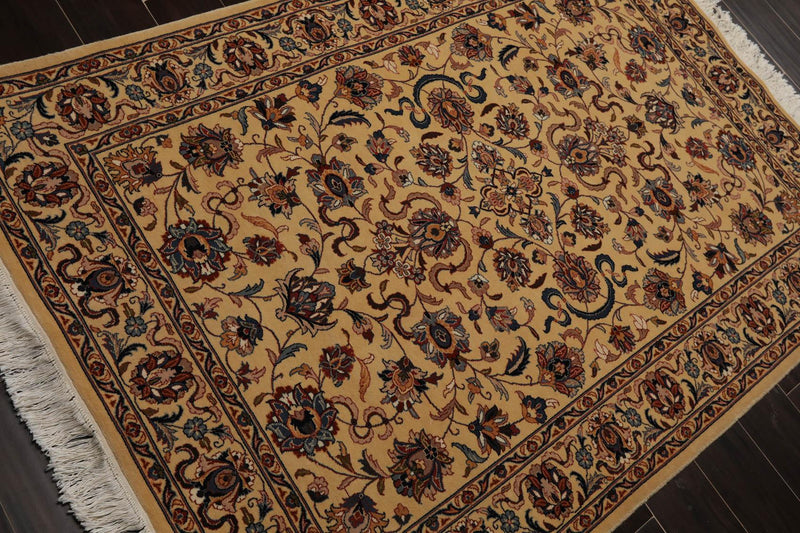 4'2" x 5'11" Hand Knotted 100% Wool 16/18 Pak Persian 300 KPSI Area Rug Tan