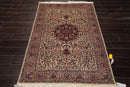 4' x 6' Hand Knotted 100% Wool 16/18 Pak Persian 300 KPSI Area Rug Ivory