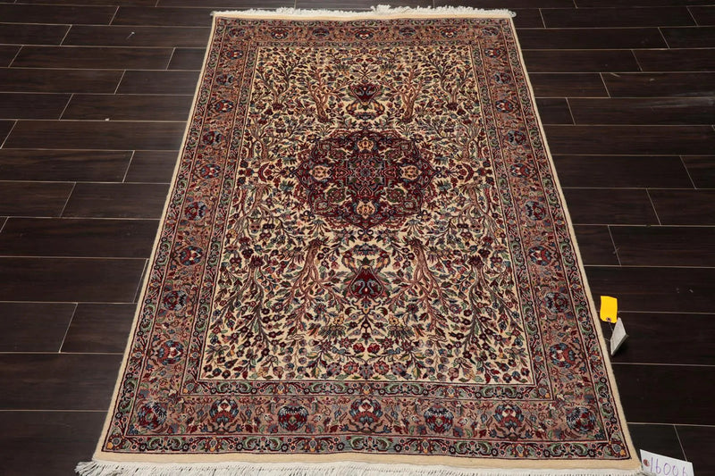 4' x 6' Hand Knotted 100% Wool 16/18 Pak Persian 300 KPSI Area Rug Ivory