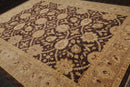8'9" x 11'6" Hand Knotted 100% Wool Stone Wash Peshawar Oriental Area Rug Brown