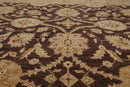 8'9" x 11'6" Hand Knotted 100% Wool Stone Wash Peshawar Oriental Area Rug Brown